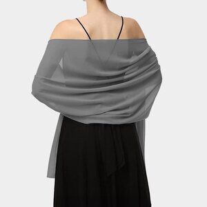 Lightweight Gray Sheer Chiffon Fashion Shawl Wrap Scarf Party Even Formal Bridal